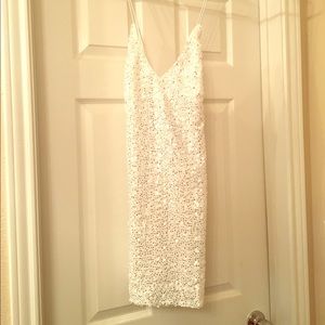 LuLu’s White Backless Sequin Dress